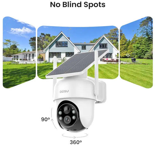 AOSU Security Cameras Outdoor Wireless, 4 Cam-Kit, No Subscription, Solar-Powered, Home Security Cameras System with 360° Pan & Tilt, Auto Tracking, 2K Color Night Vision, Easy Setup, 5G & 2.4G WiFi ExpresitoStore