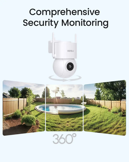 AOSU 3K Wired Security Camera Outdoor - Smart 24/7 WiFi Sound Light Alerts, -AI Surveillance -360° View Auto-Tracking WiFi ExpresitoStore