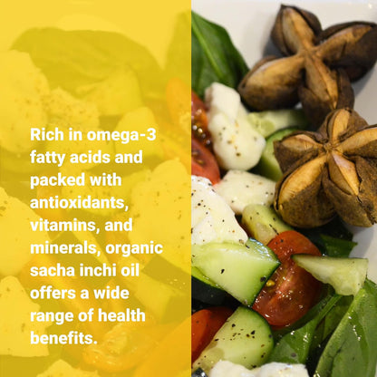 Organic Sacha Inchi Oil - Cold Pressed, 100% Natural with Omega-3 48%, Omega-6 35%, and Omega-9