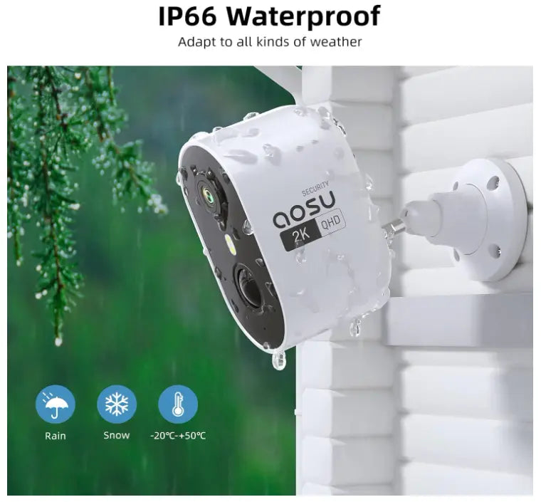 AOSU 2K Security Cameras Wireless Outdoor, Battery Powered for Home Security Cameras with PIR Human Motion Detection, Full-Color Night Vision, Spotlight & Siren, 2-Way Audio, 2.4GHz WiFi, Waterproof ExpresitoStore