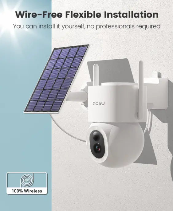 AOSU Security Cameras Wireless Outdoor, 3K/5MP Solar Powered Cameras for Home Security, 360° Pan/Tilt Surveillance, Color Night Vision, 2.4G WiFi Camera, Auto Tracking, AI Human/Vehicle/Pet Detection ExpresitoStore
