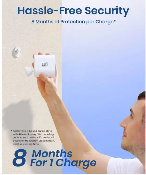 AOSU Security Cameras Wireless Outdoor Home System, Real 2K HD Night Vision, No Subscription, 240-Day Battery Life, 166° Wide View, Spotlight & Siren Alarm, Motion Alert, Support 2.4G & 5G WiFi Router Oasu