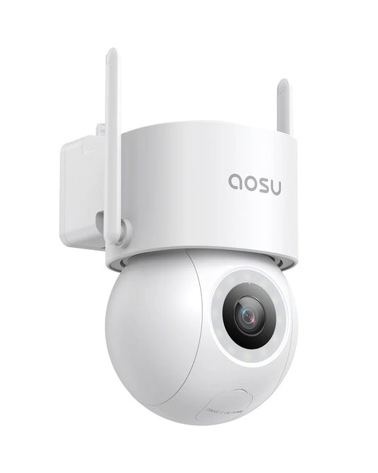 AOSU 3K Wired Security Camera Outdoor - Smart 24/7 Recording WiFi Camera for Home Security w/Sound Light Alerts, AI Surveillance, 360° View, Auto-Tracking (2.4Ghz WiFi Only)